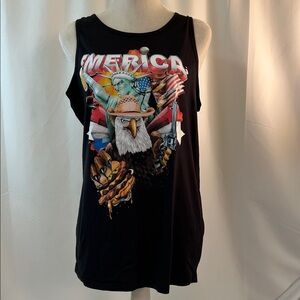 Black Matter Men's Black Tank Top with Patriotic ‘Merica Graphic Size Large